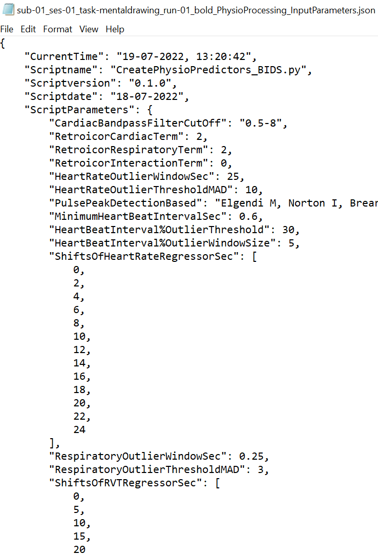 Physio InputParameters JSON 20220719