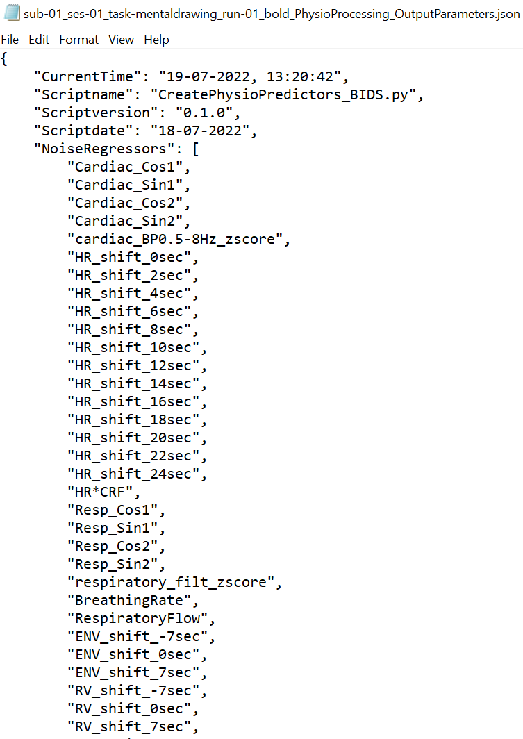 Physio OutputParameters JSON 20220719